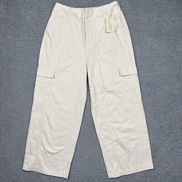 Universal Thread 4 High Rise Utility Cargo Cream Button Fly Pants - Picture 1 of 10